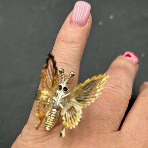 Vintage butterfly motion ring Gold and Silver Butterfly Ring